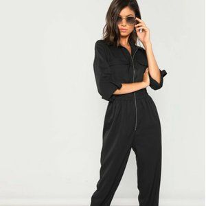 Double Zipper Black Jumpsuit